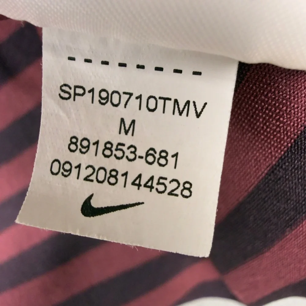 Nike Golf Mens Dri-FIT Striped Polo Shirt Burgundy Black 891853-681 Size M - Picture 8 of 8